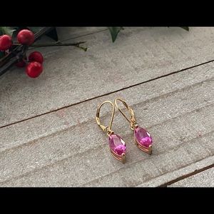 Sterling Silver Earrings with Pink Oval Stones